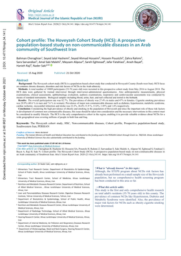 The Hoveyzeh Cohort Study (HCS): a Prospective Population-Based Study on Non-Communicable Diseases in an Arab Community of Southwest Iran