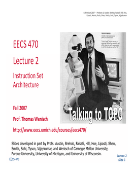 EECS 470 Lecture 2 Instruction Set Architecture