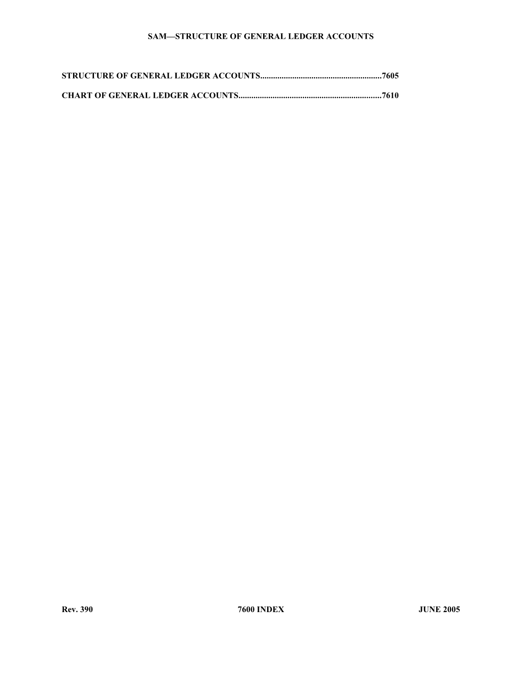 Sam Structure of General Ledger Accounts