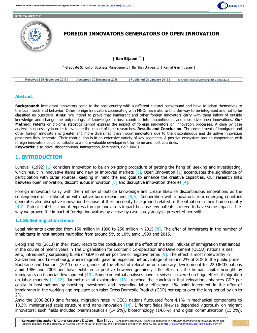 Foreign Innovators Generators of Open Innovation