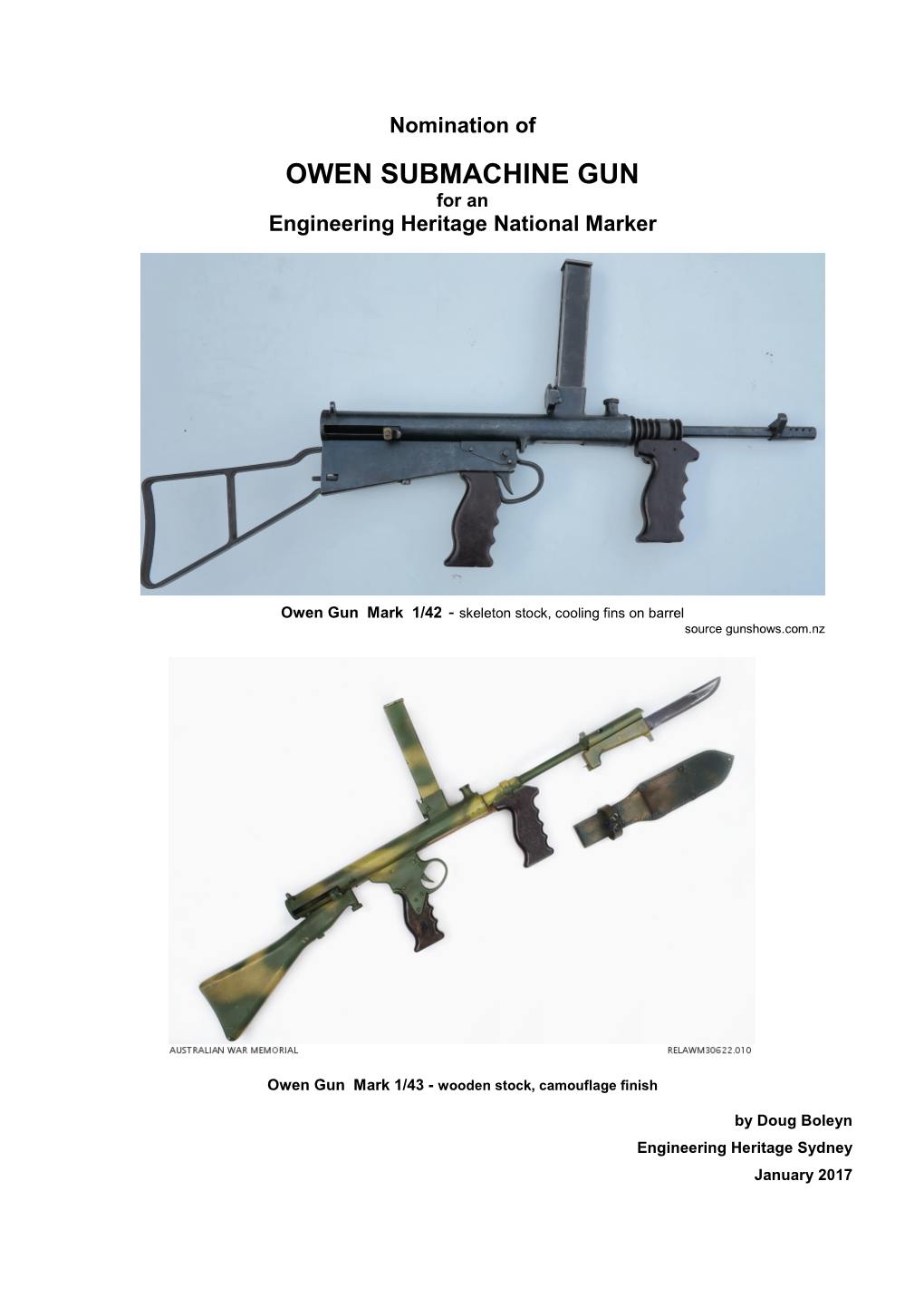 Owen Submachine Gun.Nomination