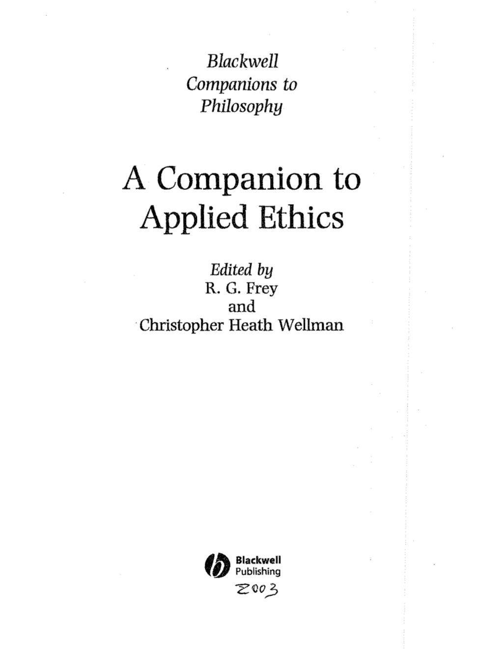 A Companion to Applied Ethics