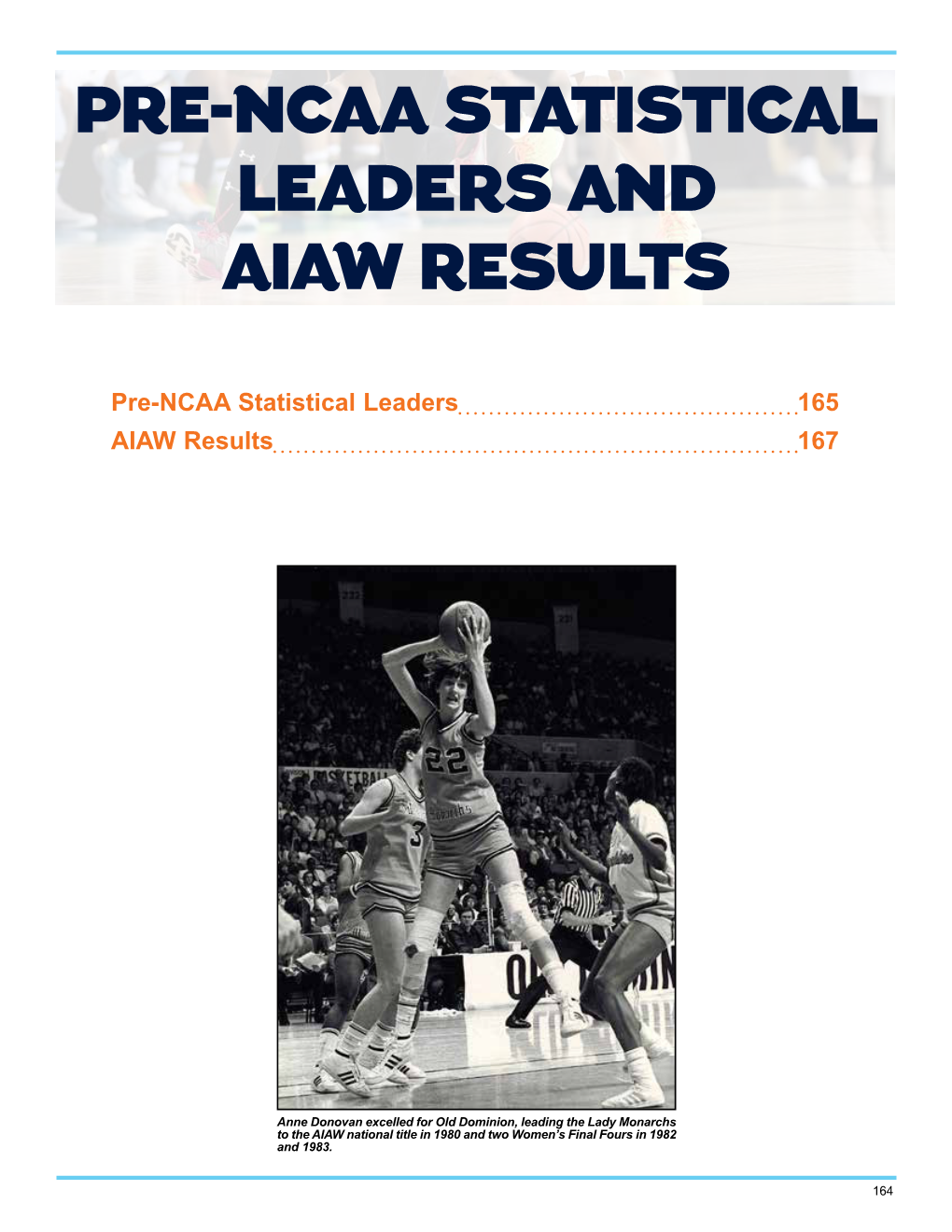 Pre-Ncaa Statistical Leaders and Aiaw Results