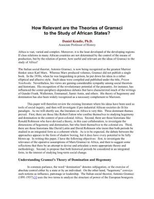 How Relevant Are the Theories of Gramsci to the Study of African States?