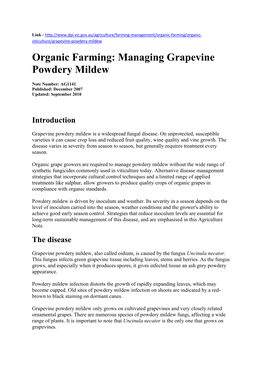 Organic Farming: Managing Grapevine Powdery Mildew