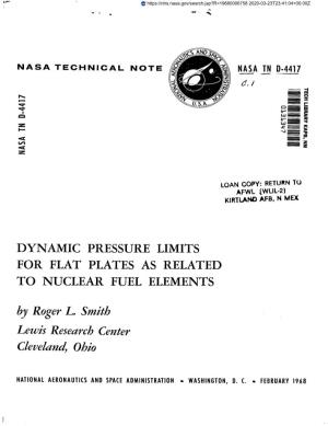 Dynamic Pressure Limits for Flat Plates As Related to Nuclear Fuel Elements
