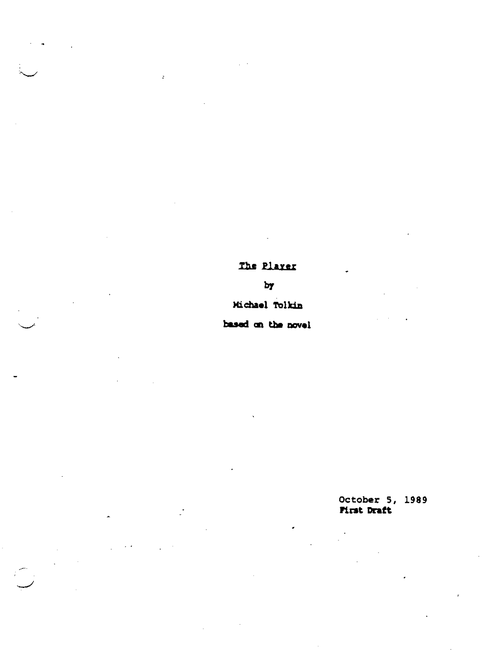 The Player (1992) Screenplay