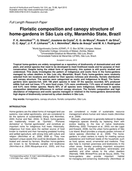 Floristic Composition and Canopy Structure of Home-Gardens in São Luís City, Maranhão State, Brazil