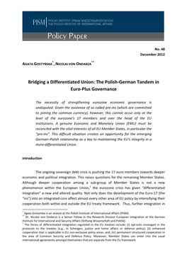 Bridging a Differentiated Union: the Polish-German Tandem in Euro-Plus Governance