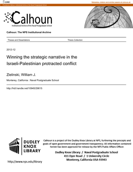 Winning the Strategic Narrative in the Israeli-Palestinian Protracted Conflict