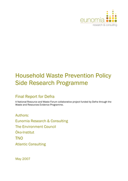 Household Waste Prevention Policy Side Research Programme