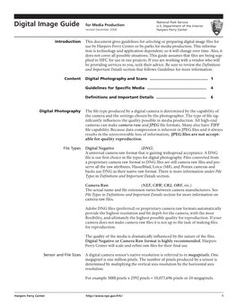 Digital Image Guide for Media Production U.S