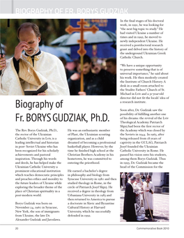 Biography of Fr. BORYS GUDZIAK, Ph.D