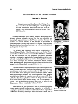 34 General Semantics Bulletin Picasso's World and the African