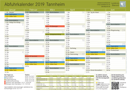 Abfuhrkalender 2019 Tannheim