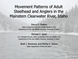 Movement Patterns of Adult Steelhead and Anglers in the Mainstem Clearwater River, Idaho