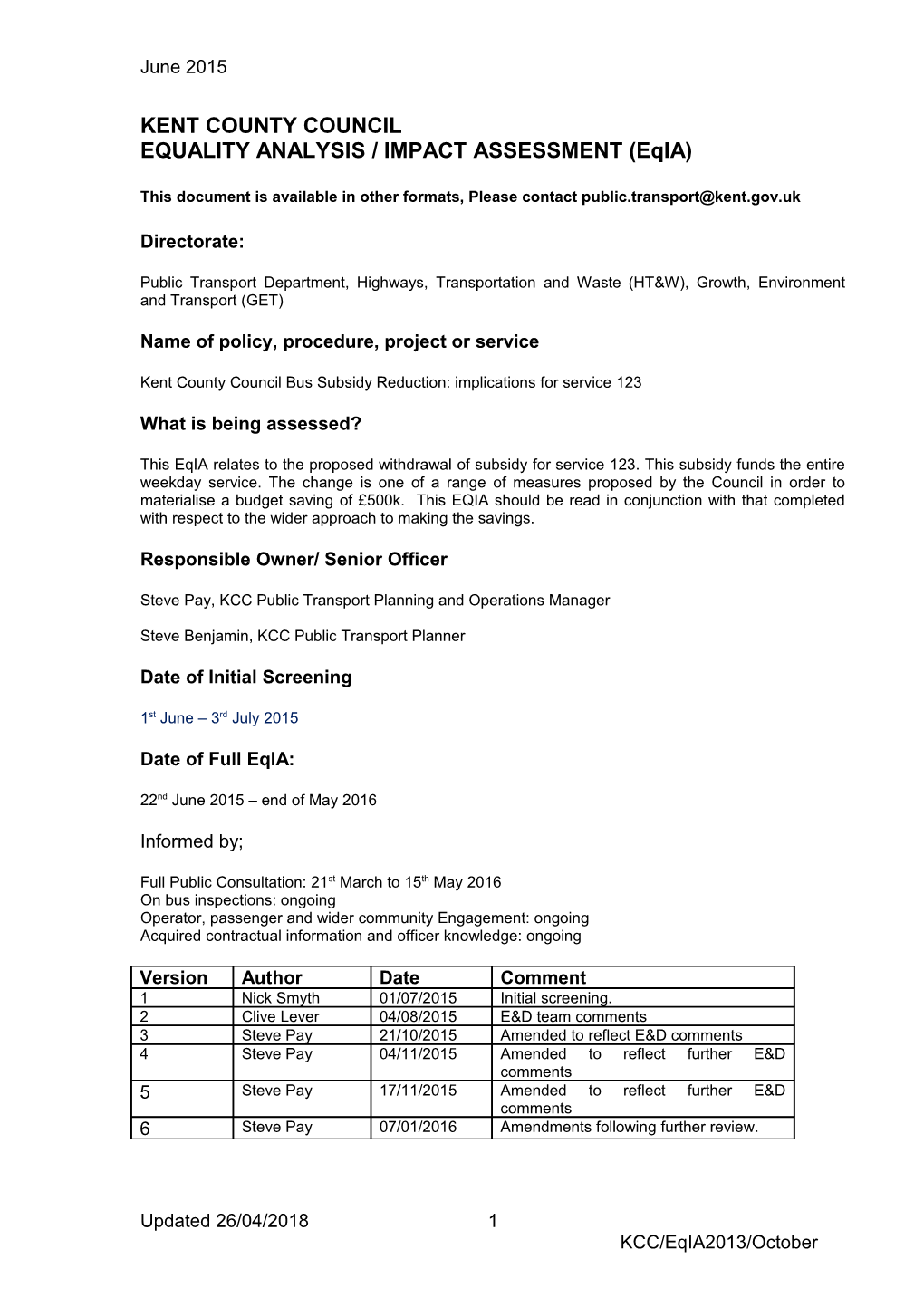 Eqia Report Template