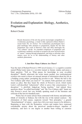 Biology, Aesthetics, Pragmatism