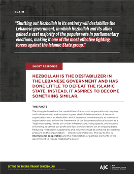 “Shutting out Hezbollah in Its Entirety Will Destabilize the Lebanese