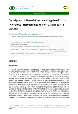 Description of Hoplolaimus Bachlongviensis Sp. N.(Nematoda