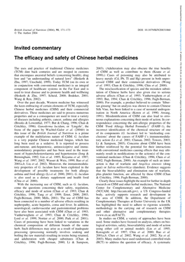 The Efficacy and Safety of Chinese Herbal Medicines