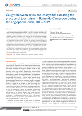 Assessing the Practice of Journalism in Bamenda-Cameroon During the Anglophone Crisis, 2016-2019