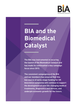 BIA and the Biomedical Catalyst