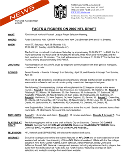 Facts & Figures on 2007 Nfl Draft