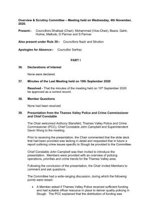 Overview & Scrutiny Committee