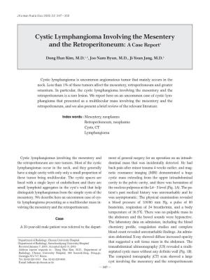 Cystic Lymphangioma Involving the Mesentery and the Retroperitoneum: a Case Report1
