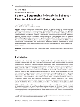 Sonority Sequencing Principle in Sabzevari Persian: a Constraint-Based Approach