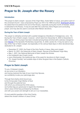 USCCB Prayers Prayer to St
