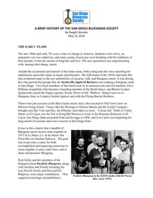 Download a Brief History of the San Diego Bluegrass Society