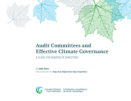 Audit Committees and Effective Climate Governance a GUIDE for BOARDS of DIRECTORS