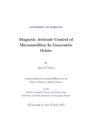 Magnetic Attitude Control of Microsatellites in Geocentric Orbits