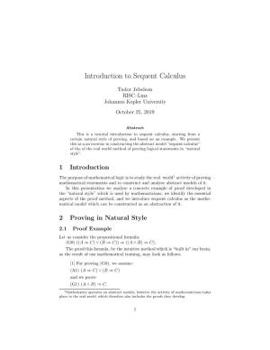 Introduction to Sequent Calculus
