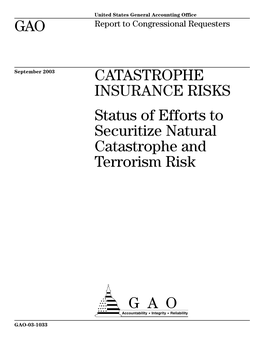 GAO-03-1033 Catastrophe Insurance Risks: Status of Efforts to Securitize