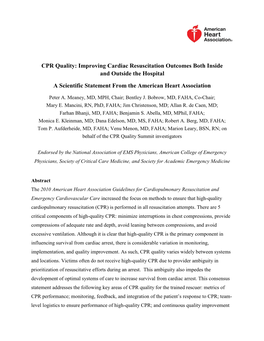 CPR Quality: Improving Cardiac Resuscitation Outcomes Both Inside and Outside the Hospital