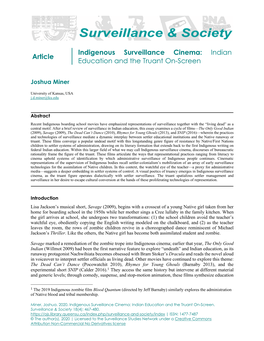 Article Indigenous Surveillance Cinema: Indian Education