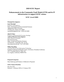 2020 SCEC Report Enhancements to the Community Fault Model (CFM