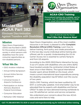 Master the ACAA Part 382: Eliminate Discrimination Cost Is $1,000.00 (US) Per Person Against Travelers with Disabilities Don’T Miss Out