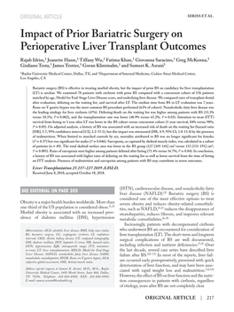 Impact of Prior Bariatric Surgery on Perioperative Liver Transplant