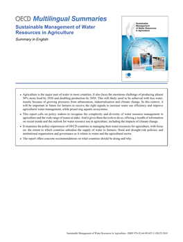 Sustainable Management of Water Resources in Agriculture Summary in English