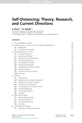 Self-Distancing: Theory, Research, and Current Directions