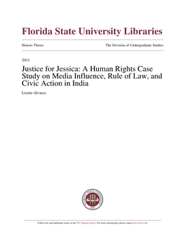 Justice for Jessica: a Human Rights Case Study on Media Influence, Rule of Law, and Civic Action in India Lisette Alvarez