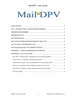 Mail*DPV – User’S Guide