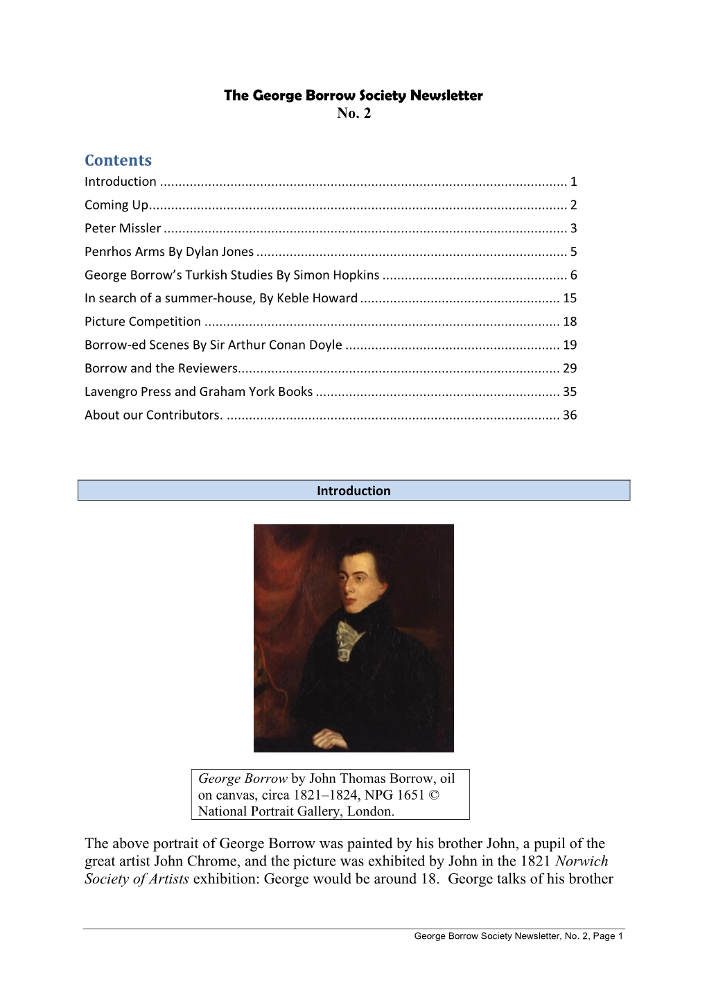 Click to Download the George Borrow Society Newsletter, May 2020