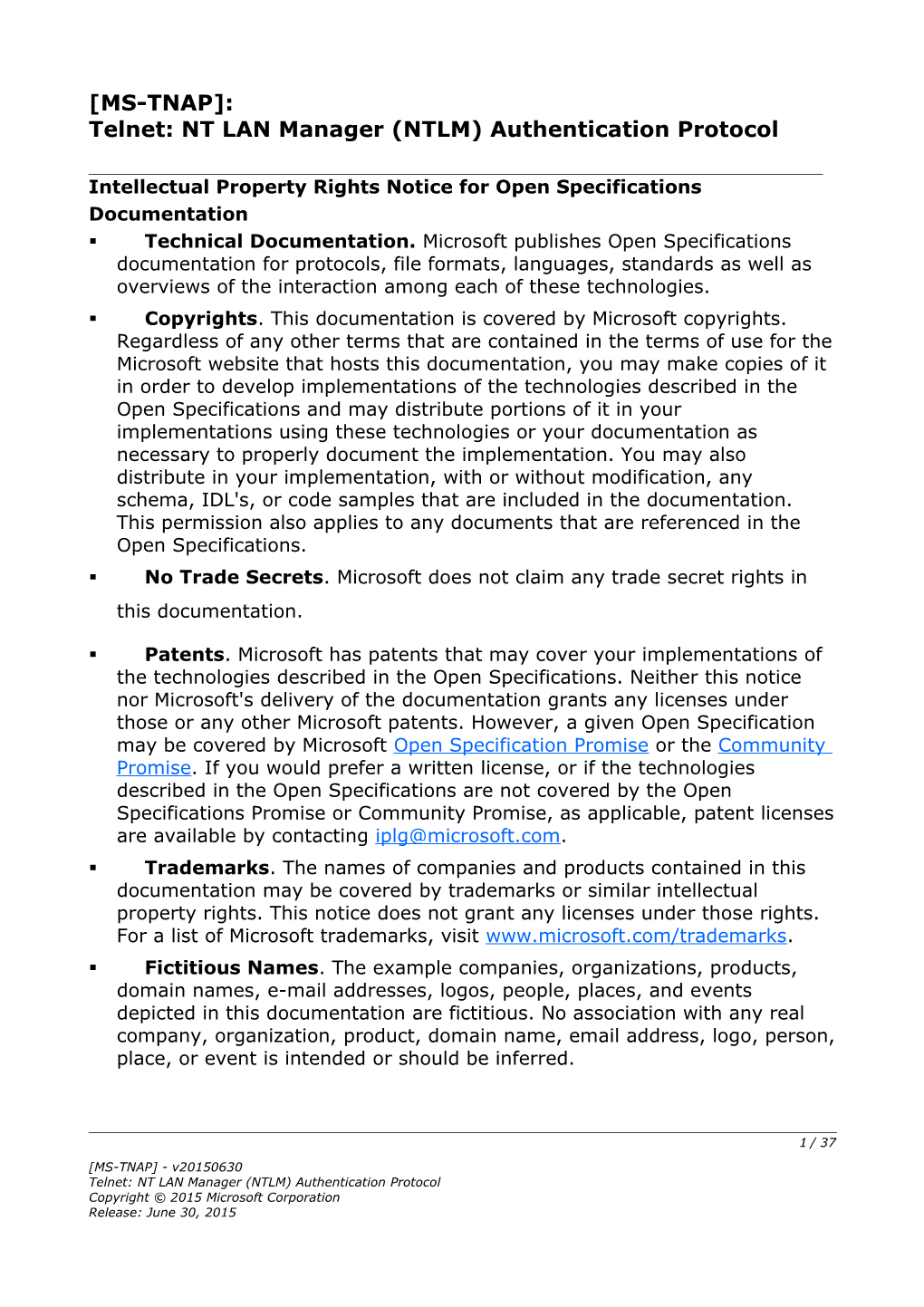 Telnet: NT LAN Manager (NTLM) Authentication Protocol