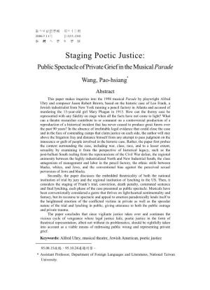 Staging Poetic Justice