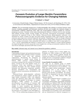 Cenozoic Evolution of Larger Benthic Foraminifers: Paleoceanographic Evidence for Changing Habitats